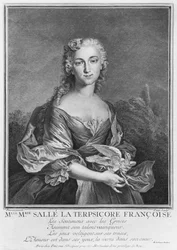 Mademoiselle Marie Salle als die französische Terpsichore, graviert von Petit
